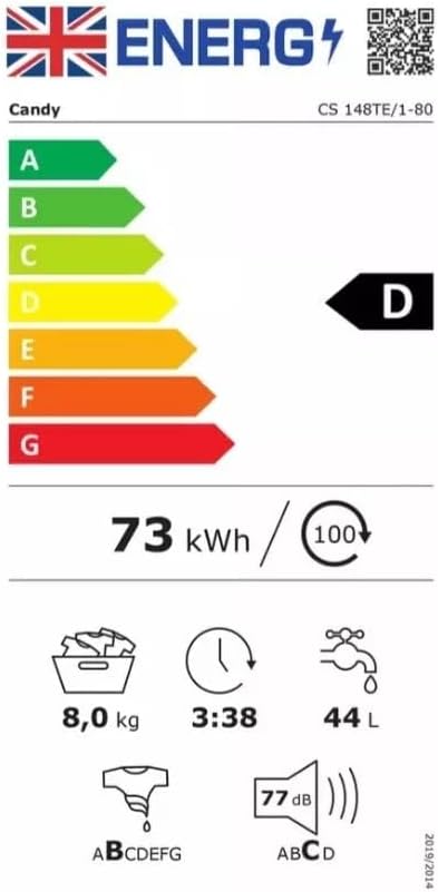 Candy CS14102DWE NFC Washing Machine with KG Mode and 1400 RPM