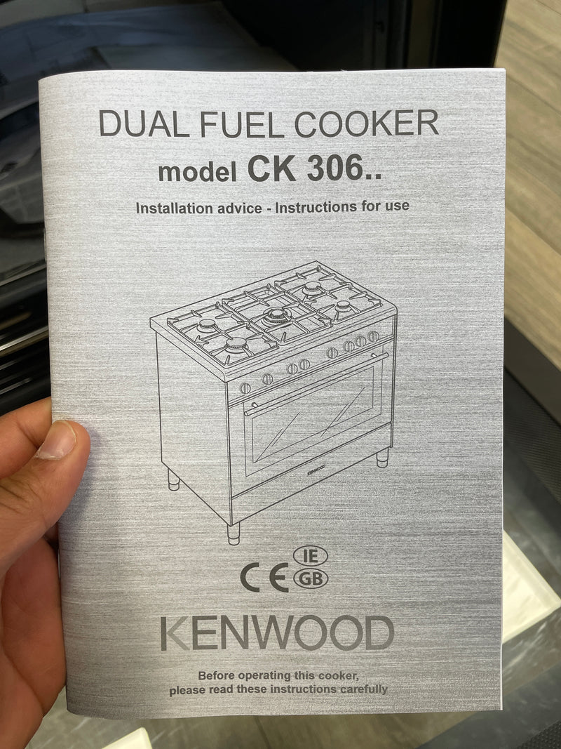 KENWOOD CK306 90 cm Dual Fuel Range Cooker - Black & Chrome