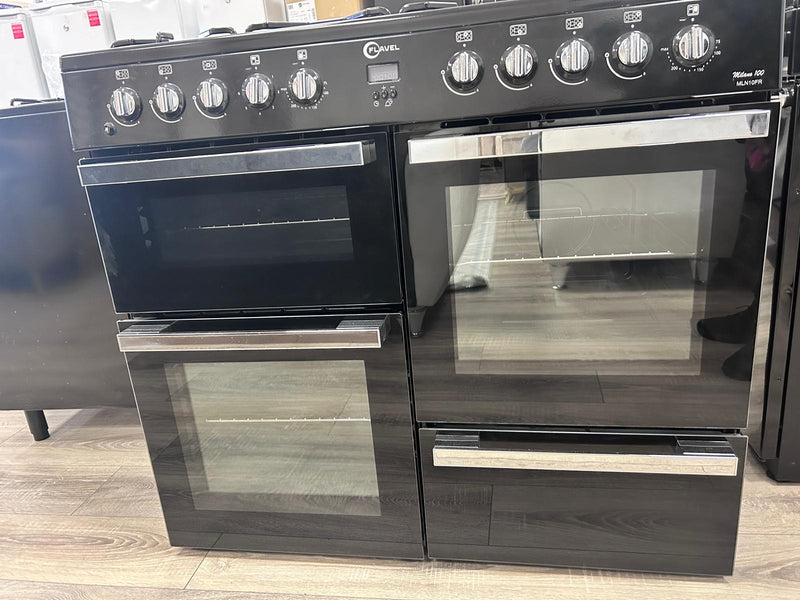 Flavel Milano 100 MLN10FRK Dual Fuel Range Cooker - Black &amp; Chrome